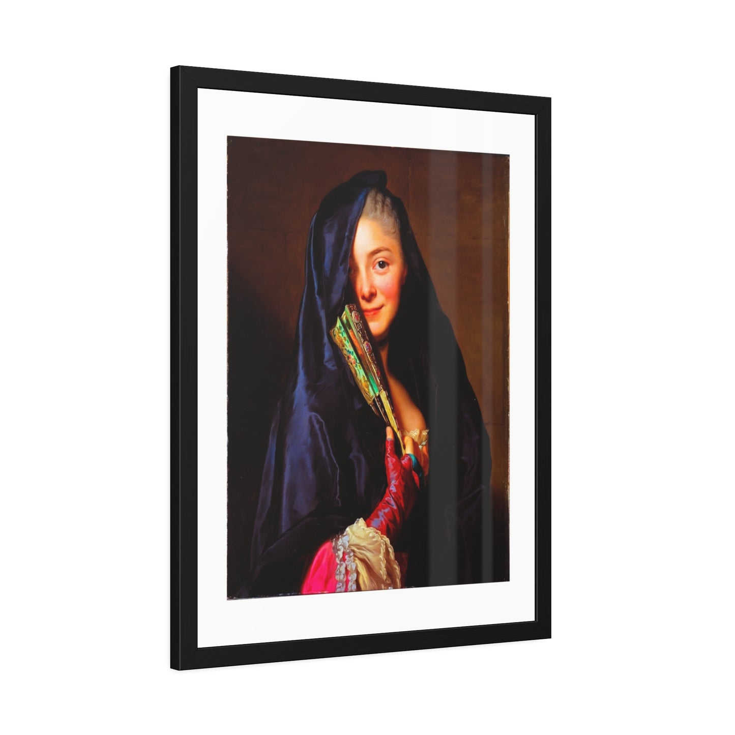 Framed Art Print — Woman with Fan Vintage Portrait Poster