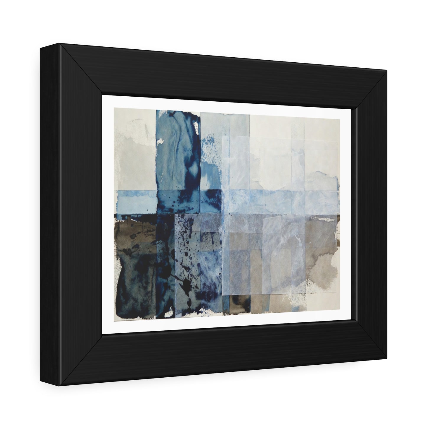 Framed Abstract Blue Watercolor Print — Modern Wall Art Poster