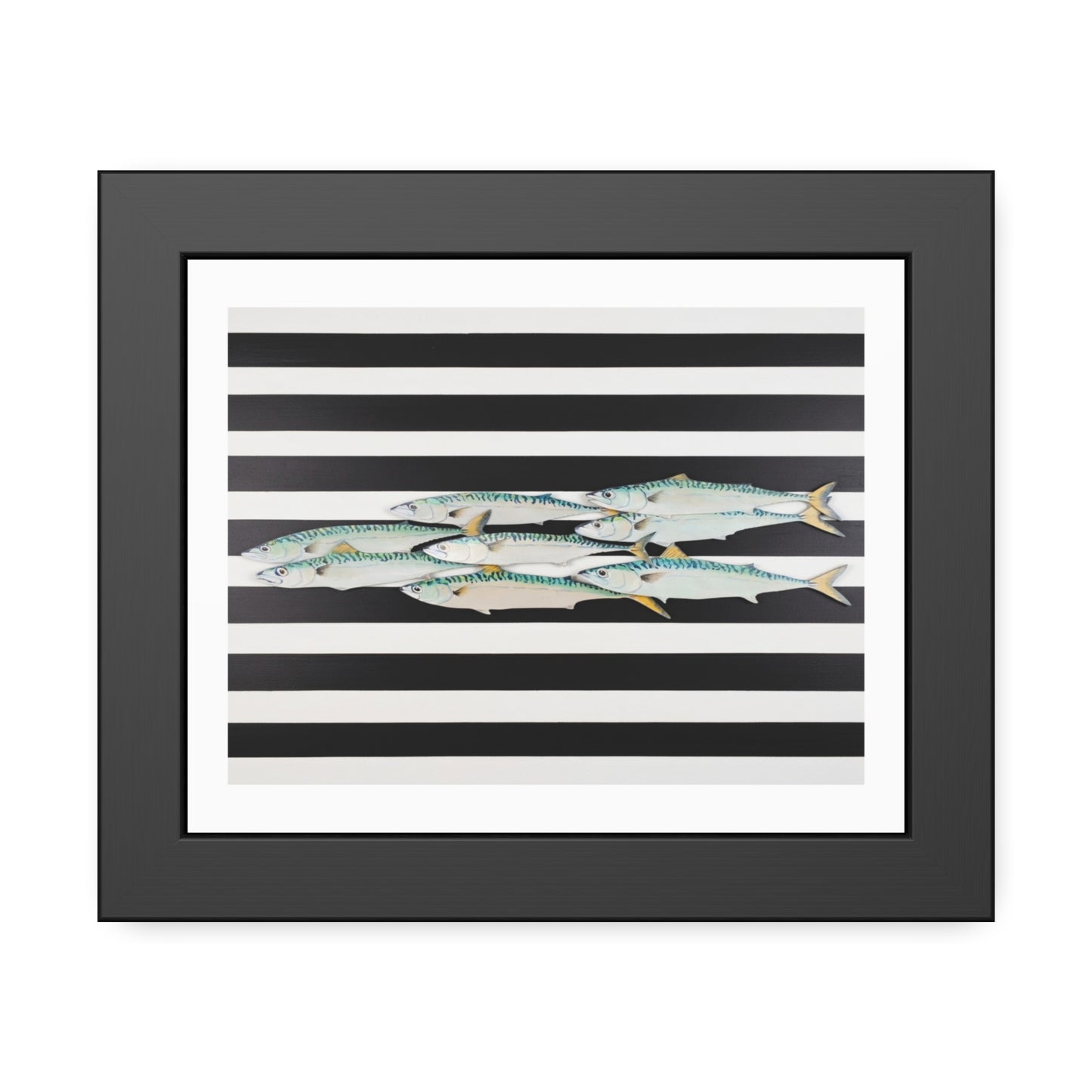 Framed Poster – Striped School of Fish Nautical Wall Art