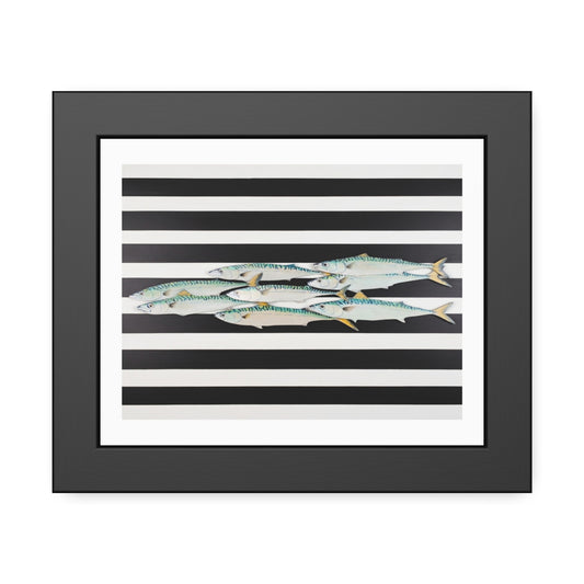 Framed Poster – Striped School of Fish Nautical Wall Art