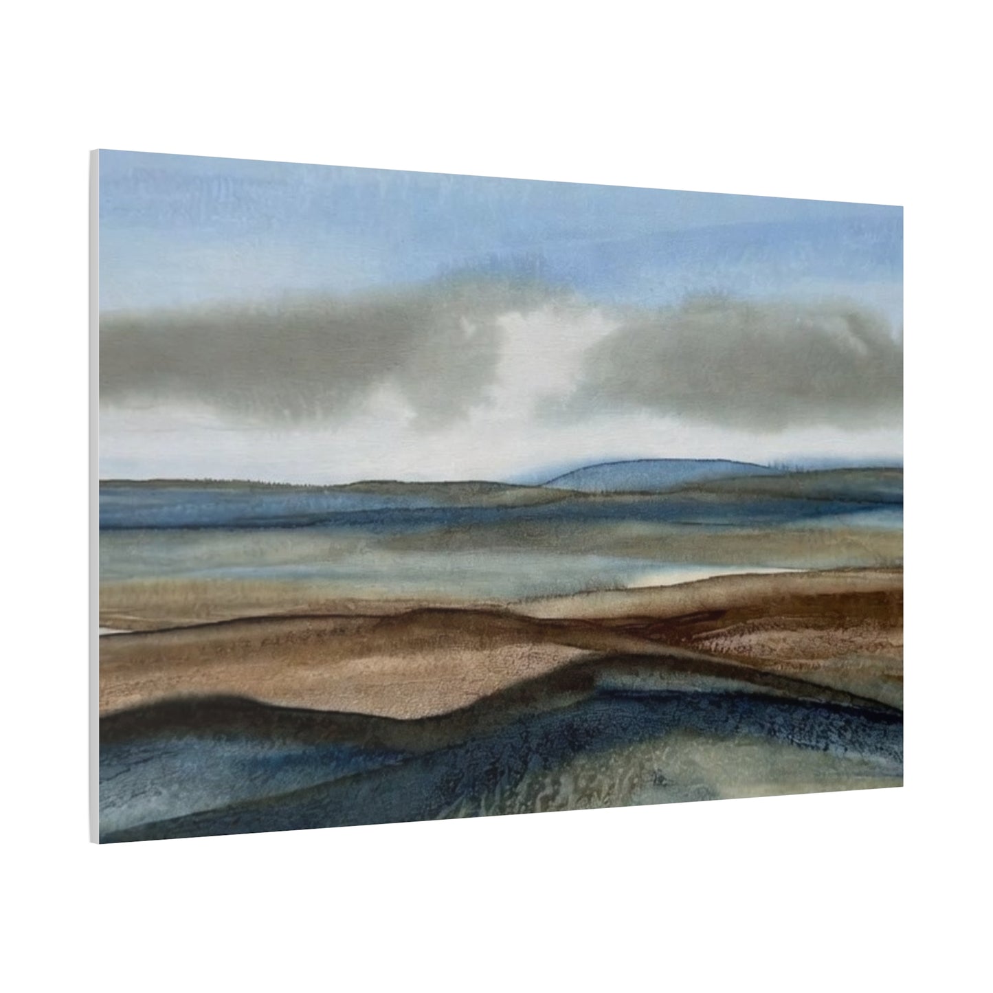 Coastal Mist Matte Canvas Print — Serene Blue-Brown Landscape Wall Art