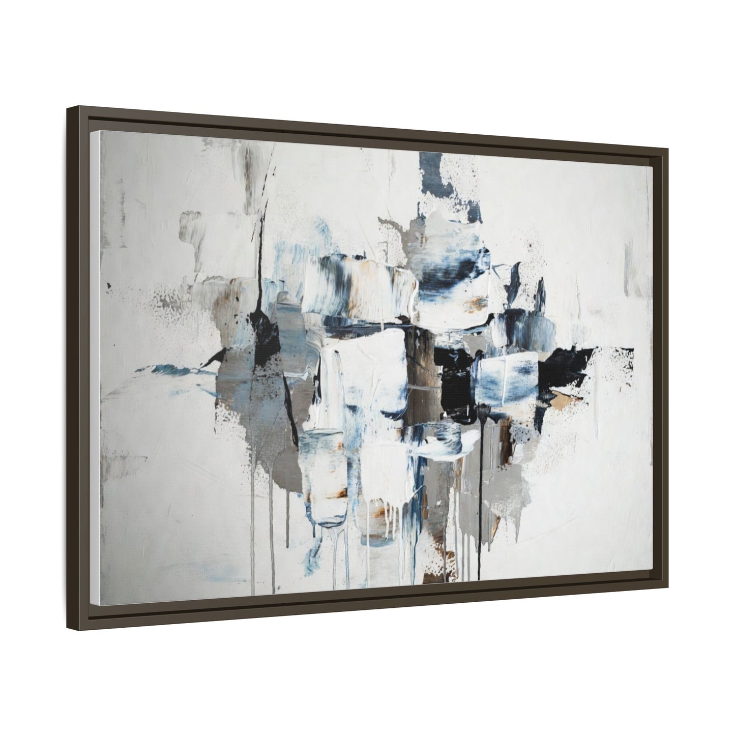 Framed Abstract Canvas Art — Blue Neutral Modern Wall Print