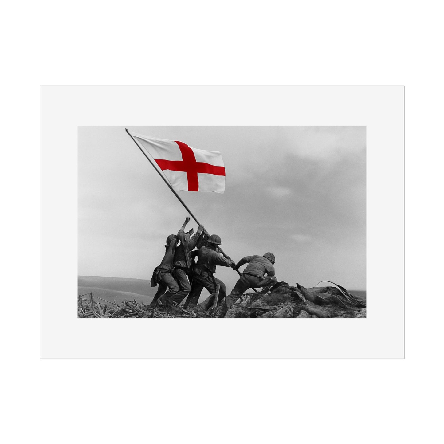 Raising the St George  by Unknown attributed to Joe Rosenthal Wall Art Print