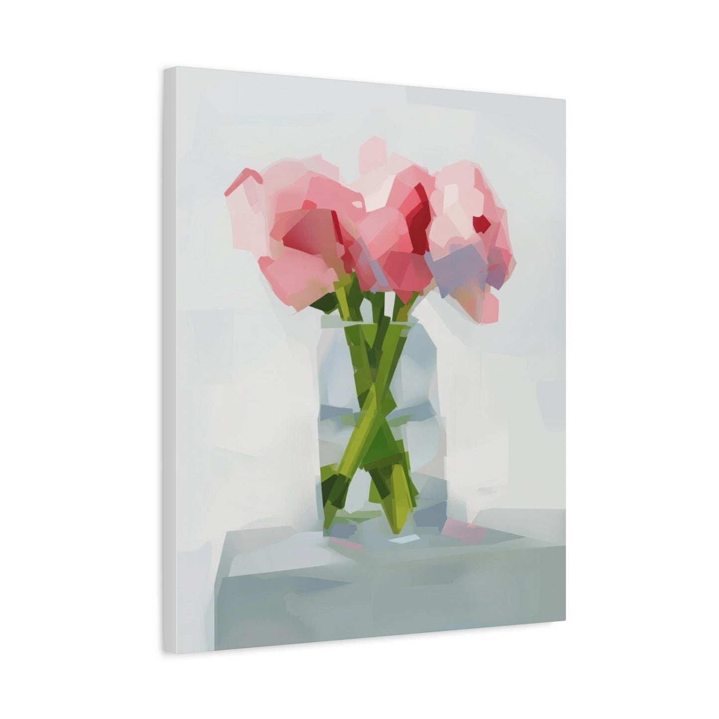 Pink Peonies Vase Canvas Art — Stretched Matte Wall Decor