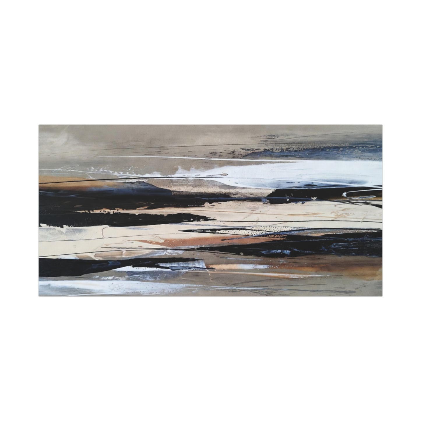 Abstract Coastal Landscape Canvas — Neutral Tones Matte Stretched Wall Art
