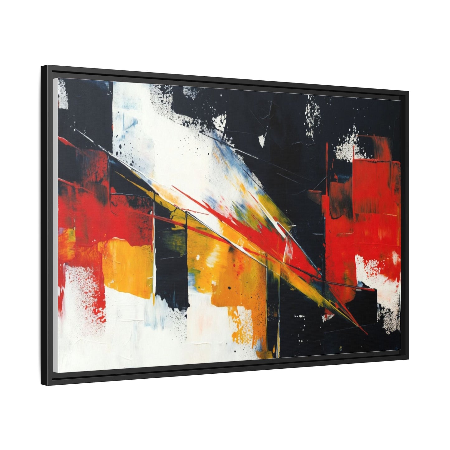 Abstract Red & Black Framed Canvas Print — Modern Geometric Wall Art