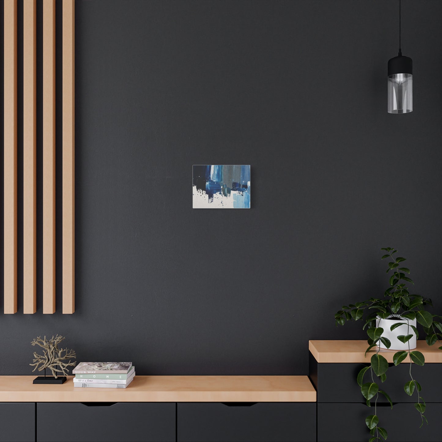 Blue Abstract Canvas Wall Art – Modern Matte Stretched Canvas