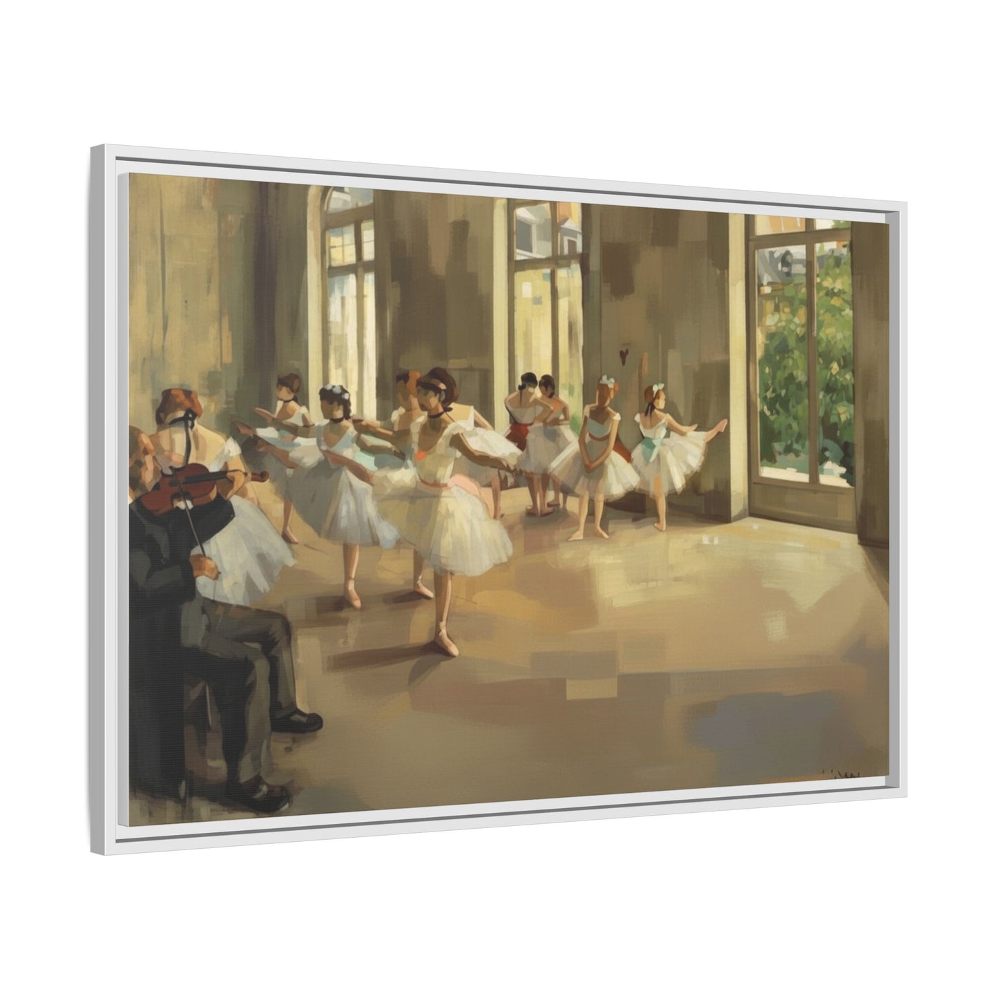 Framed Matte Canvas Print — Ballet Class Scene (Impressionist Dancers)