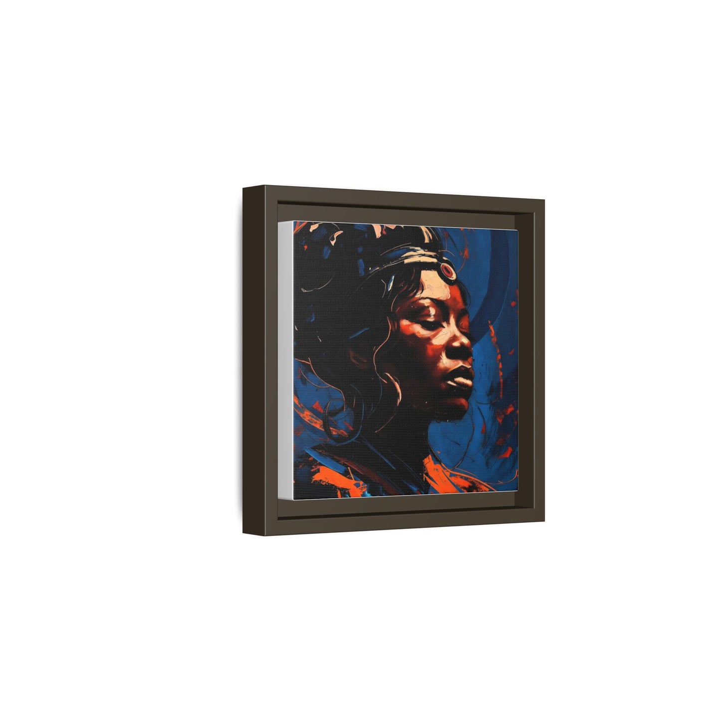 Framed Matte Canvas Art - Vibrant Portrait of a Black Woman (Multi-Color)