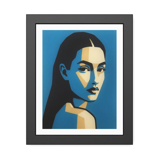 Framed Art Print — Blue Pop Portrait Poster