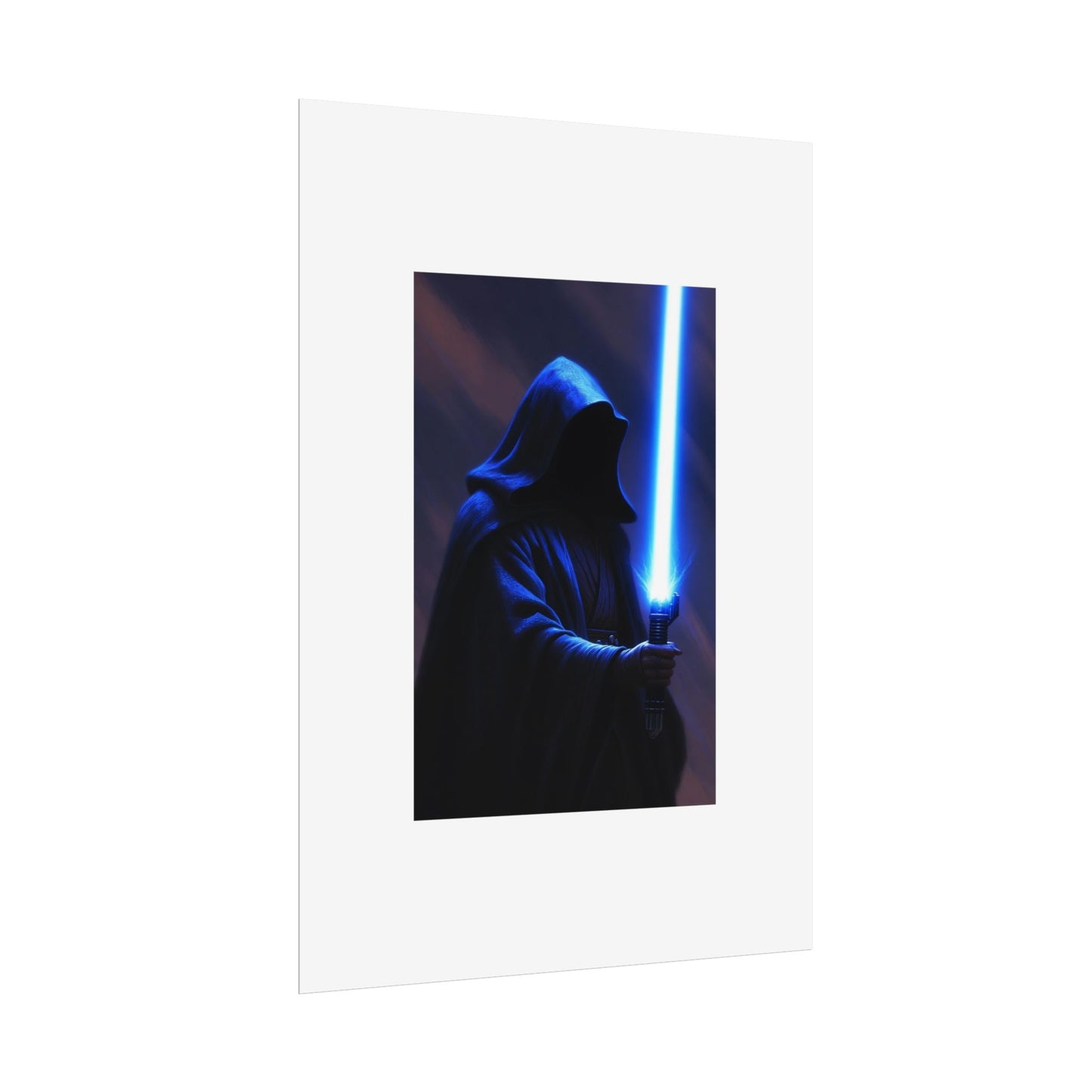 Sci‑Fi Lightsaber Poster — Hooded Jedi Warrior Wall Art (Rolled Poster)