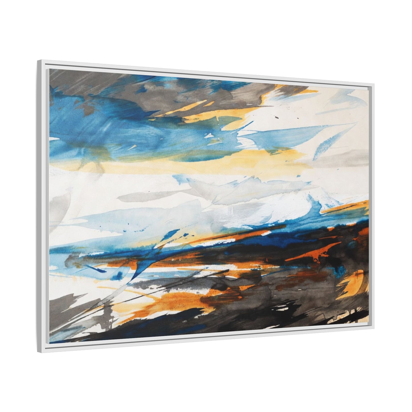 Abstract Coastal Waves Matte Canvas Framed Wall Art