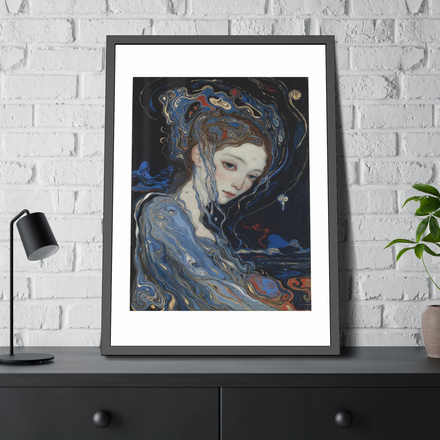 Framed Art Print — Dreamy Blue Portrait Poster