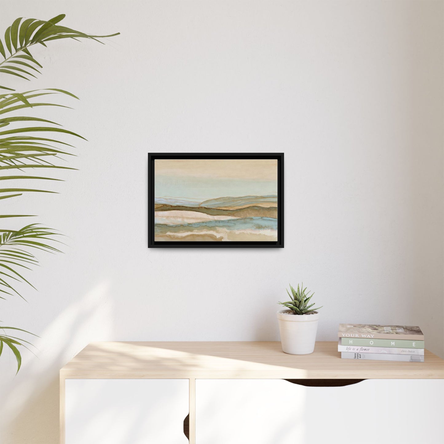Framed Matte Canvas Coastal Abstract Landscape Wall Art