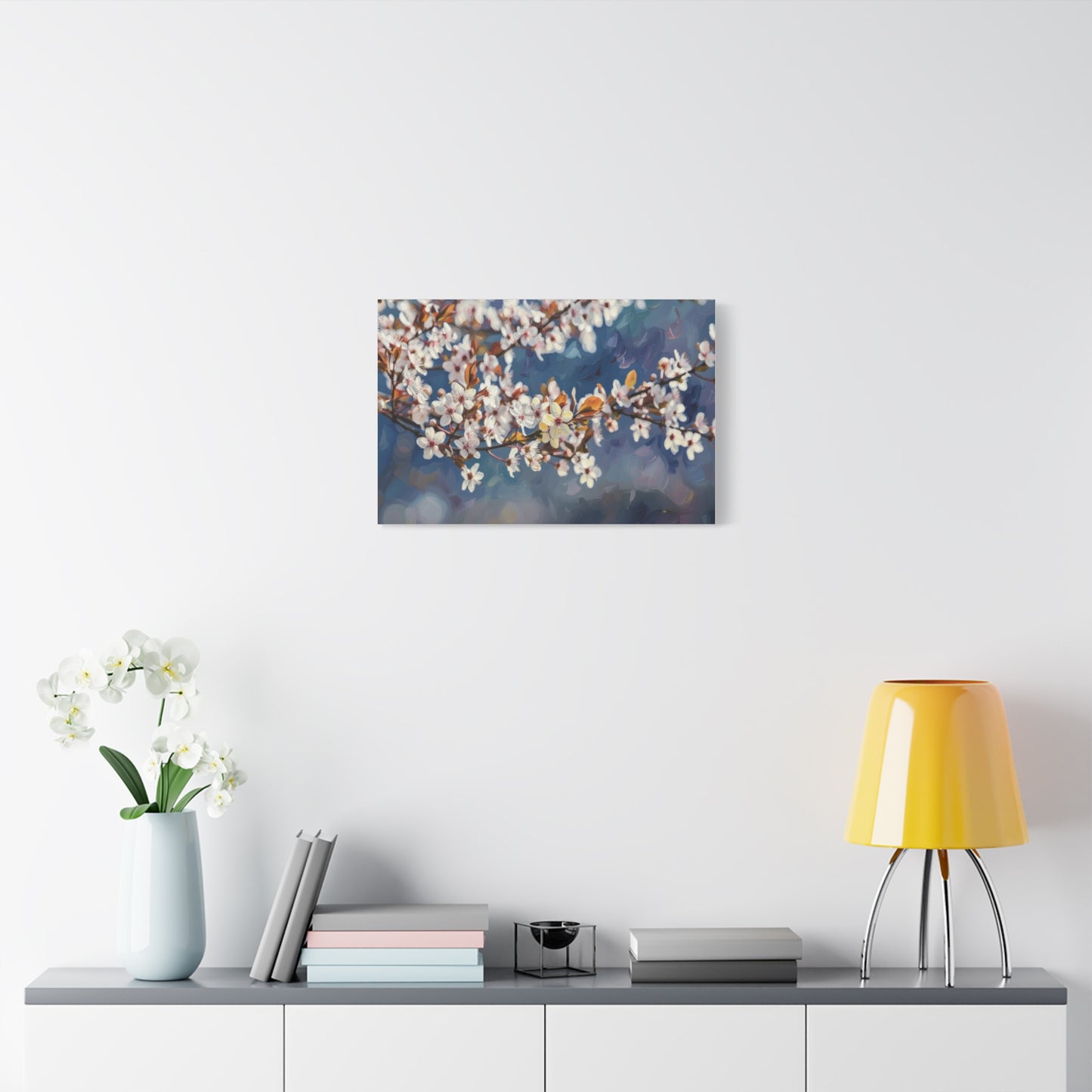 Cherry Blossom Branch Matte Canvas Wall Art — Spring Floral Print