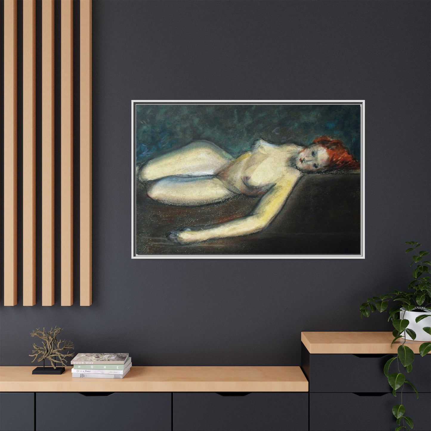 Lying nude by Paul Gosselin Framed Matte Canvas Wall Art Print