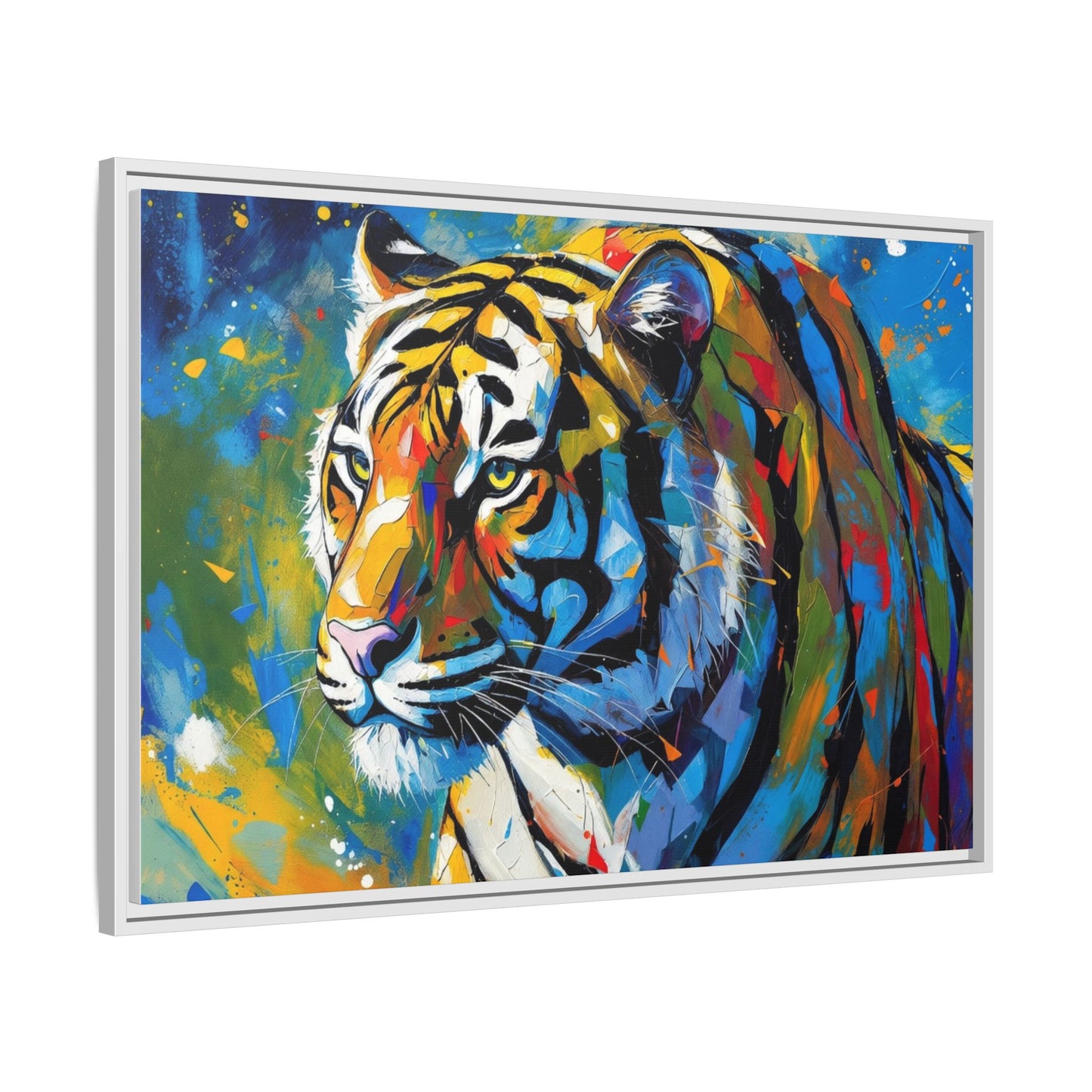 Colorful Tiger Matte Canvas Framed Art — Vibrant Wildlife Wall Decor