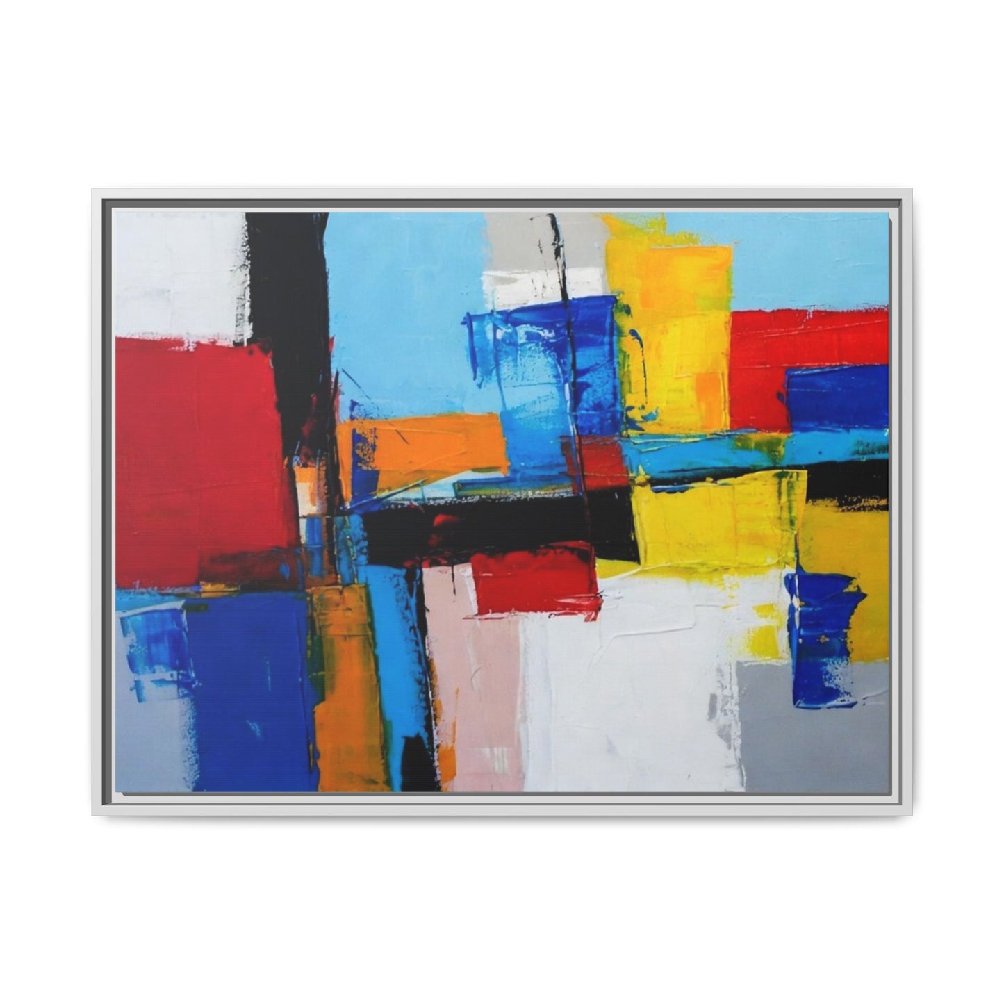 Abstract Color Block Matte Canvas Framed Wall Art
