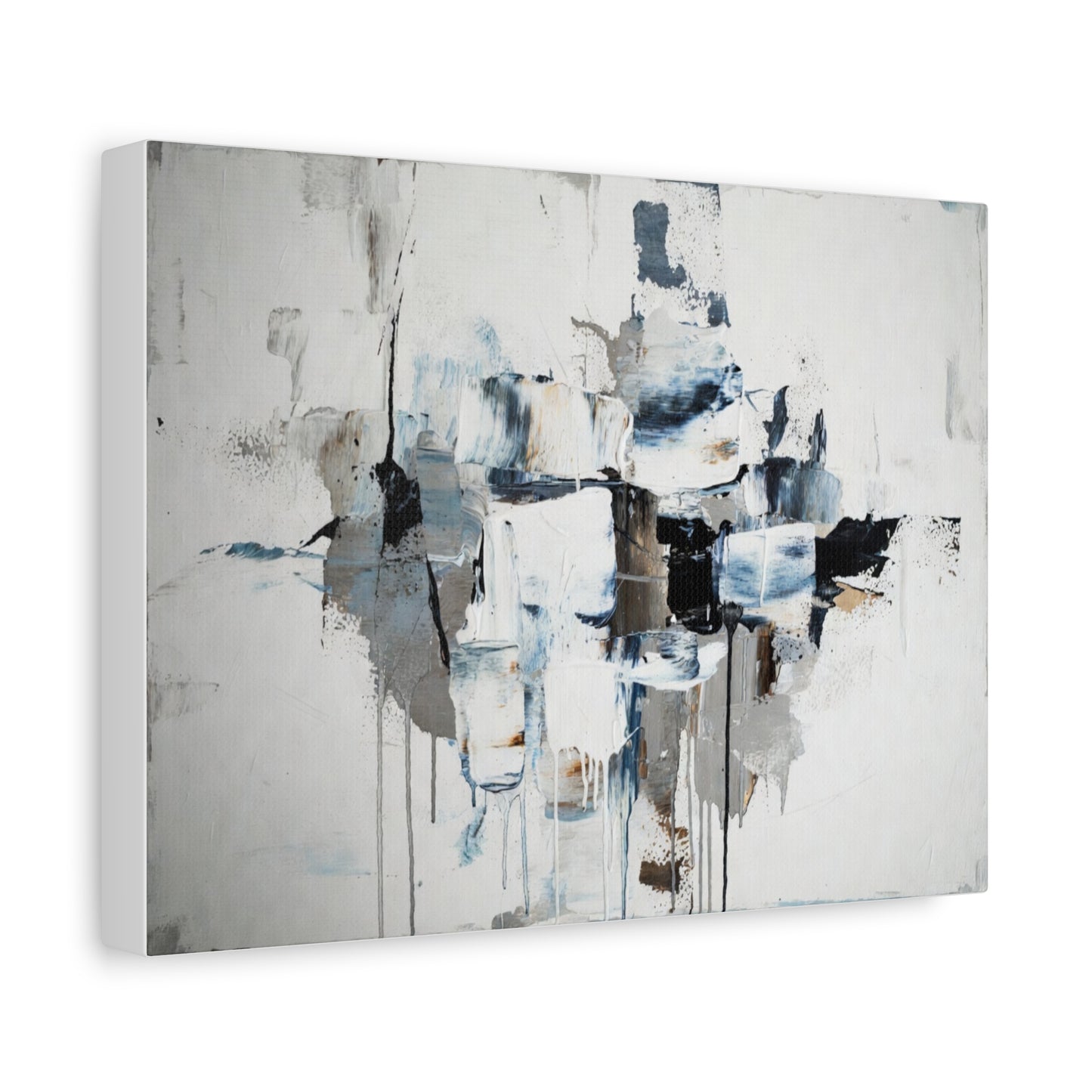Abstract Blue & Gray Canvas Wall Art — Stretched Matte Canvas