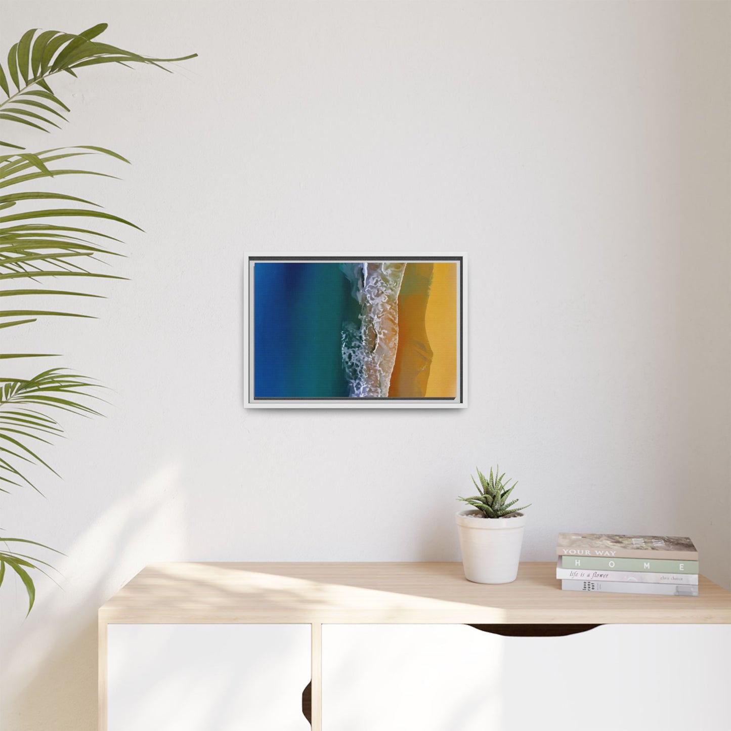 Framed Matte Canvas Seascape Print – Coastal Waves Wall Art