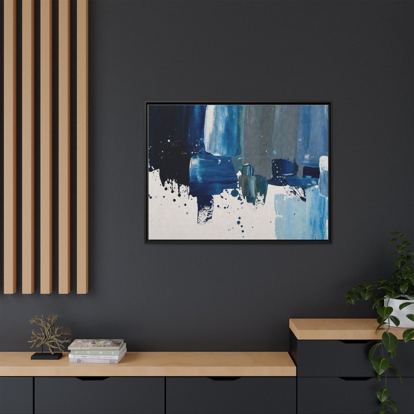 Abstract Blue Ocean Matte Canvas Framed Wall Art