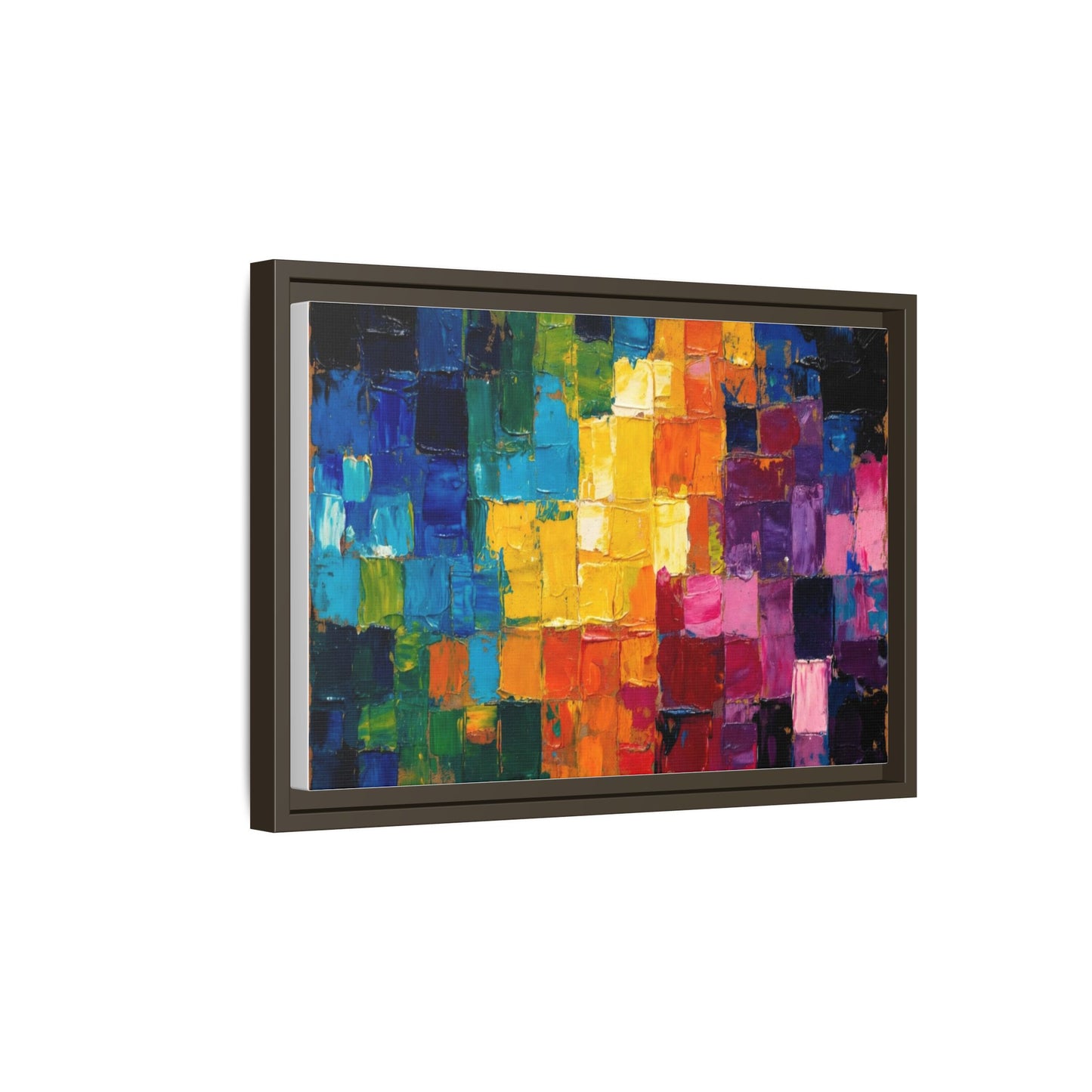 Abstract Rainbow Mosaic Framed Canvas Print — Colorful Modern Wall Art