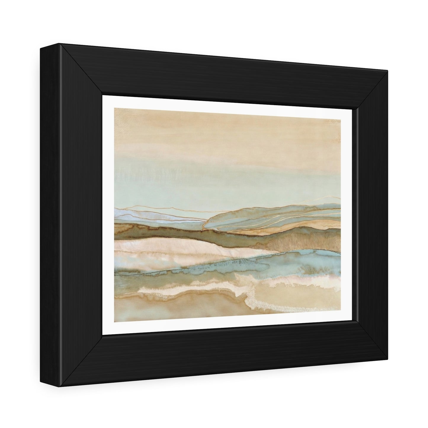 Framed Abstract Landscape Poster — Coastal Watercolor Wall Art
