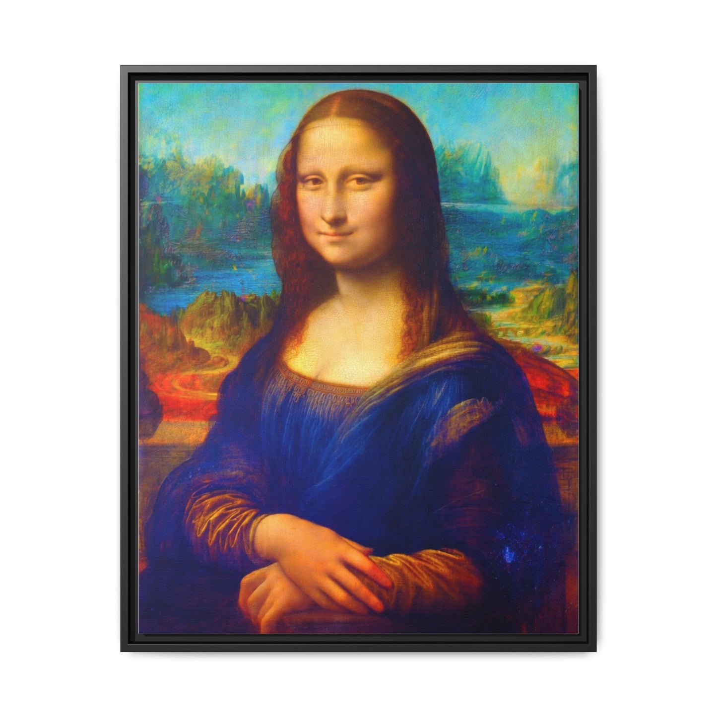 Framed Matte Canvas Print — Colorful Mona Lisa Wall Art