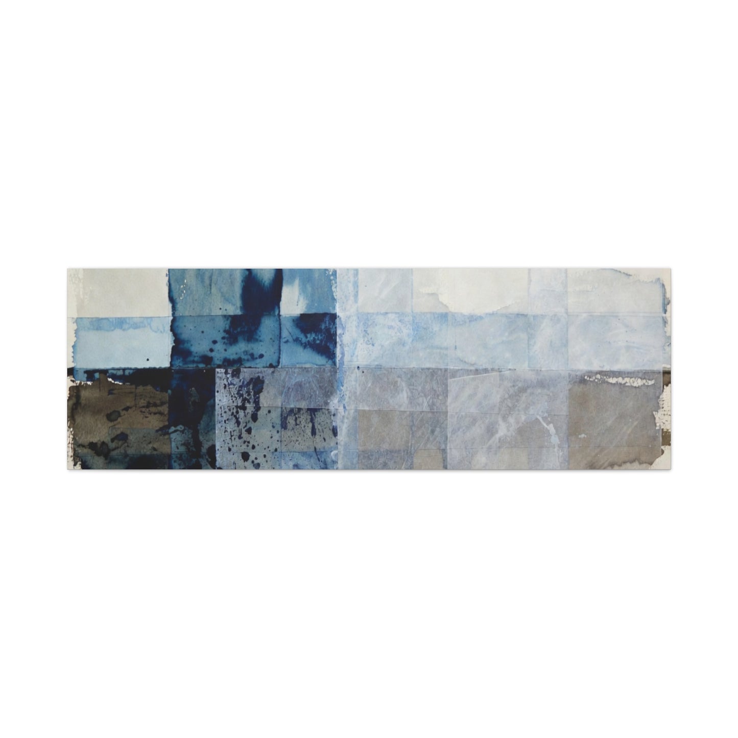 Abstract Blue Geometric Canvas Art — Stretched Matte Wall Decor