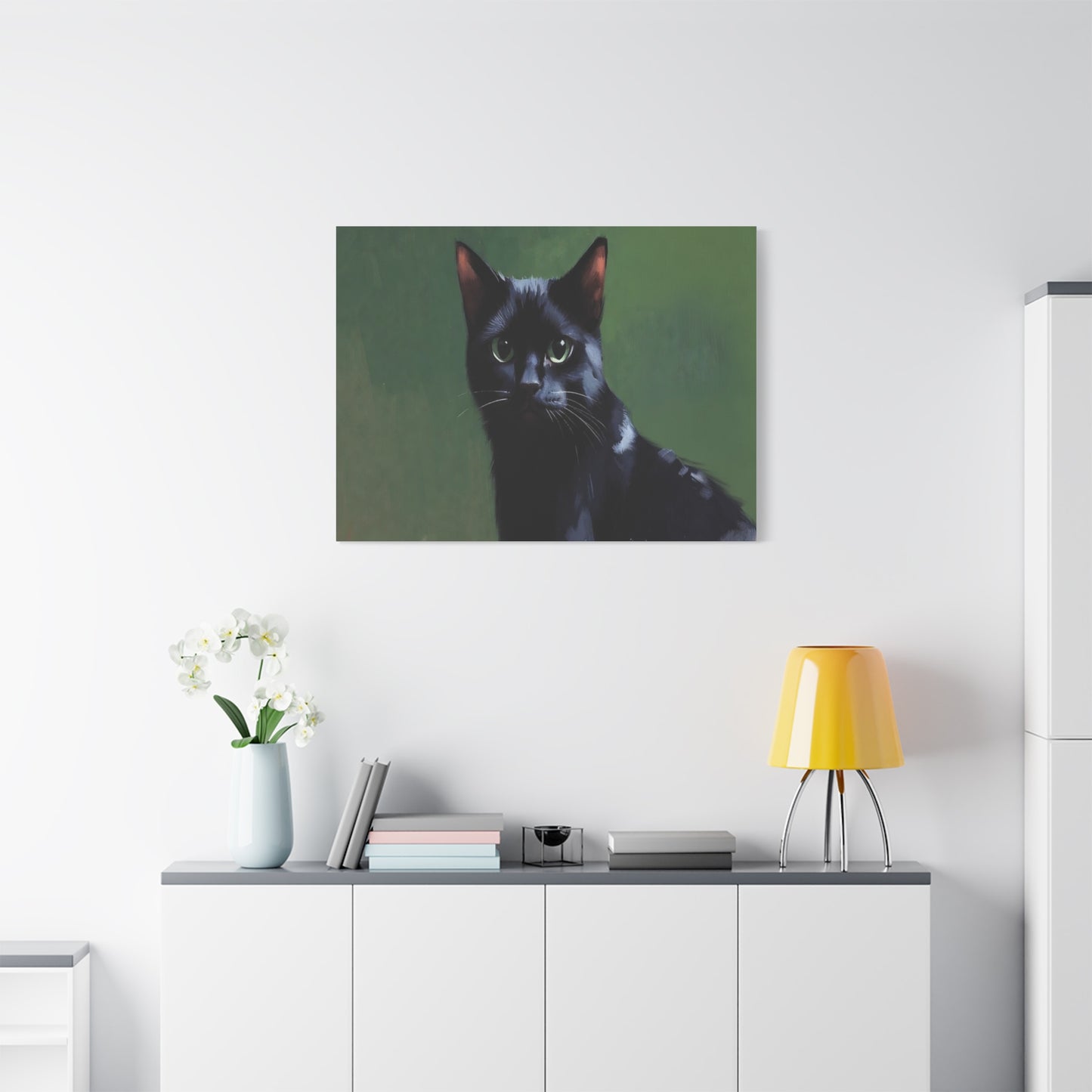 Black Cat Portrait Canvas - Matte Stretched Wall Art