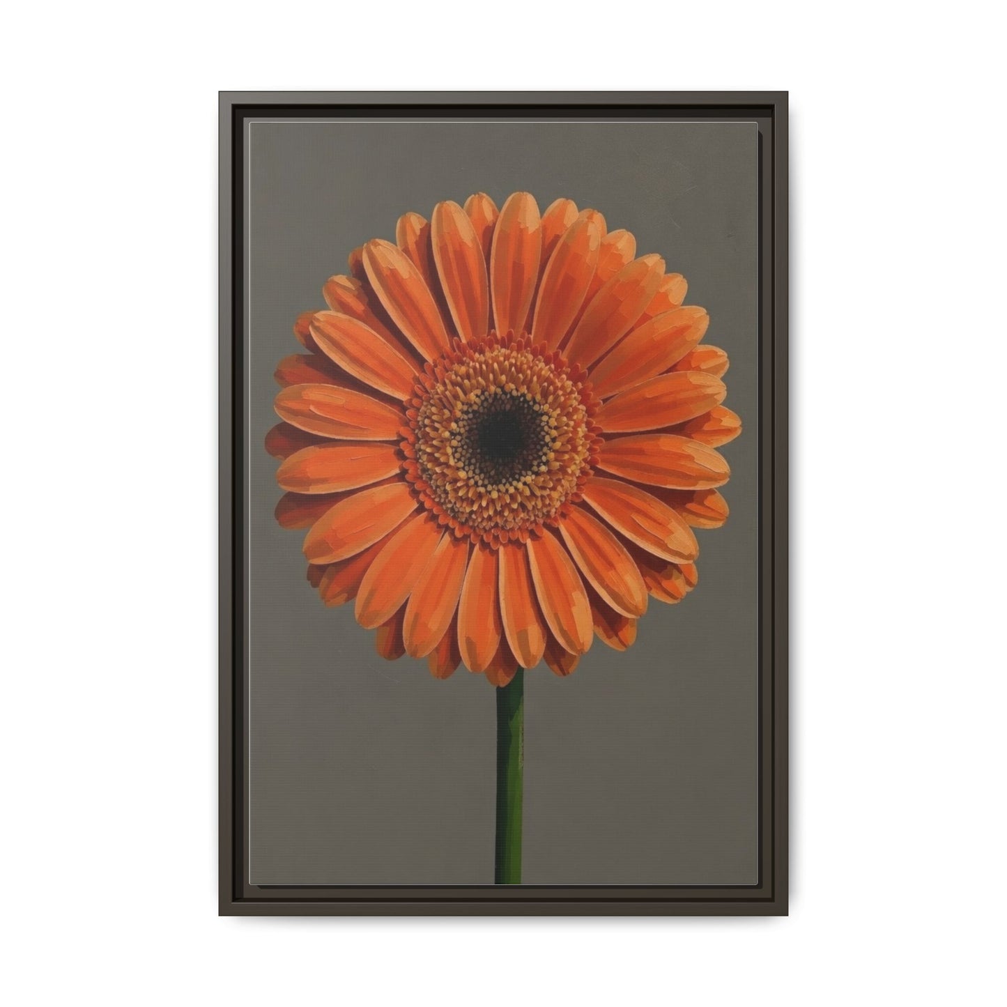 Orange Gerbera Daisy Matte Canvas Print (Framed)