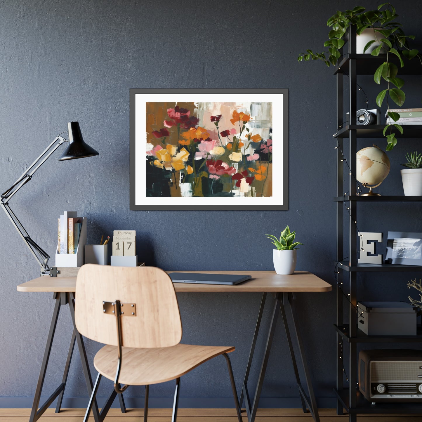 Framed Floral Art Print — Abstract Wildflower Poster for Living Room & Bedroom Décor