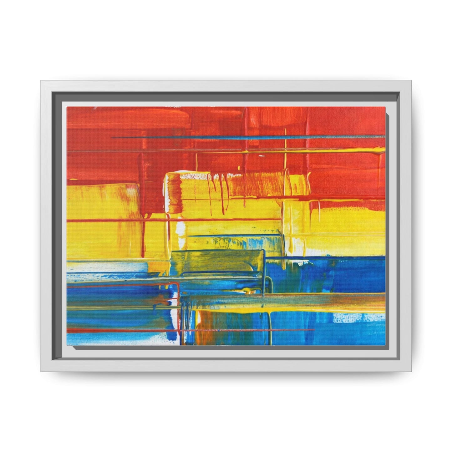 Abstract Multi-Color Framed Canvas Art — Modern Geometric Wall Decor