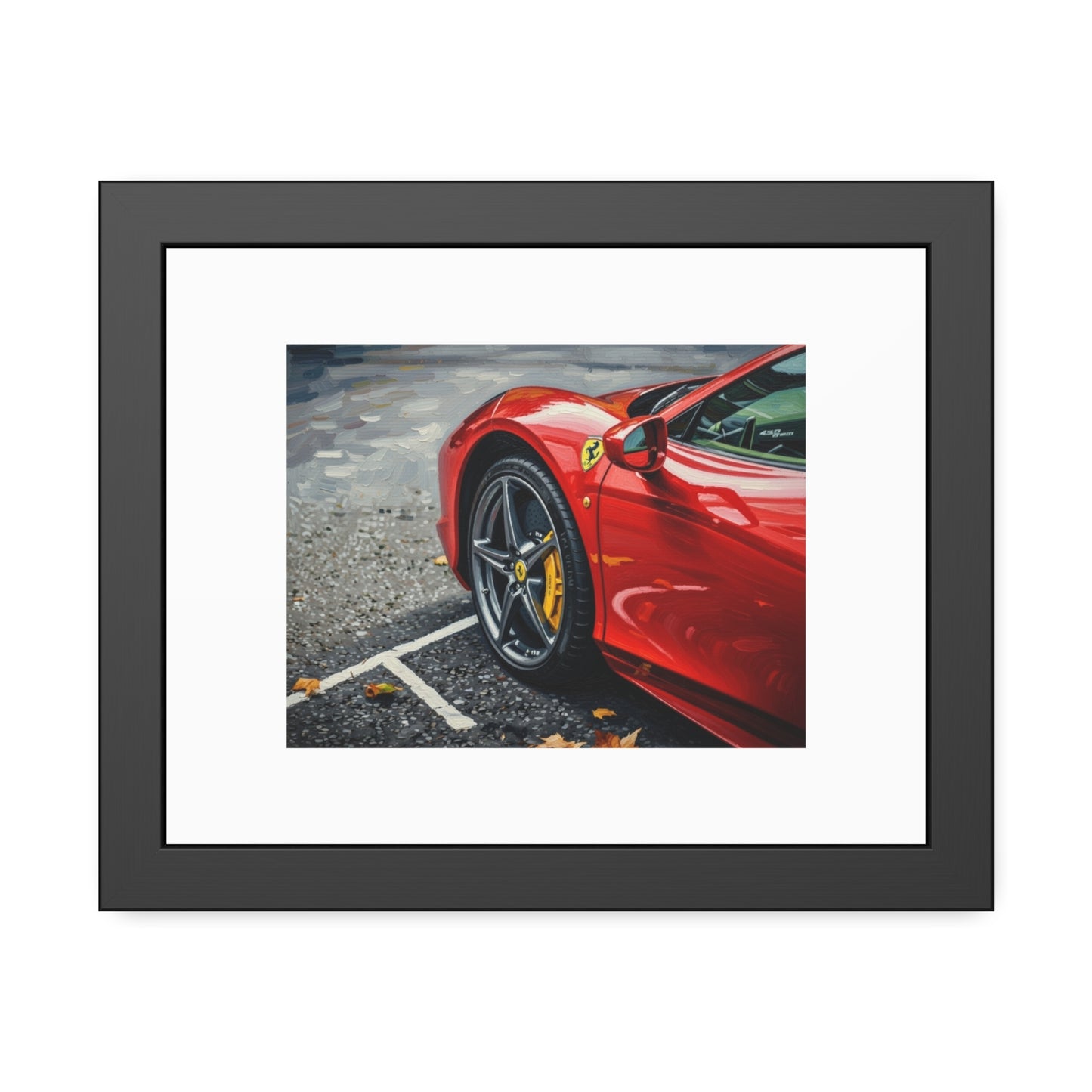Framed Poster - Red Sports Car Photo, Modern Automotive Wall Art