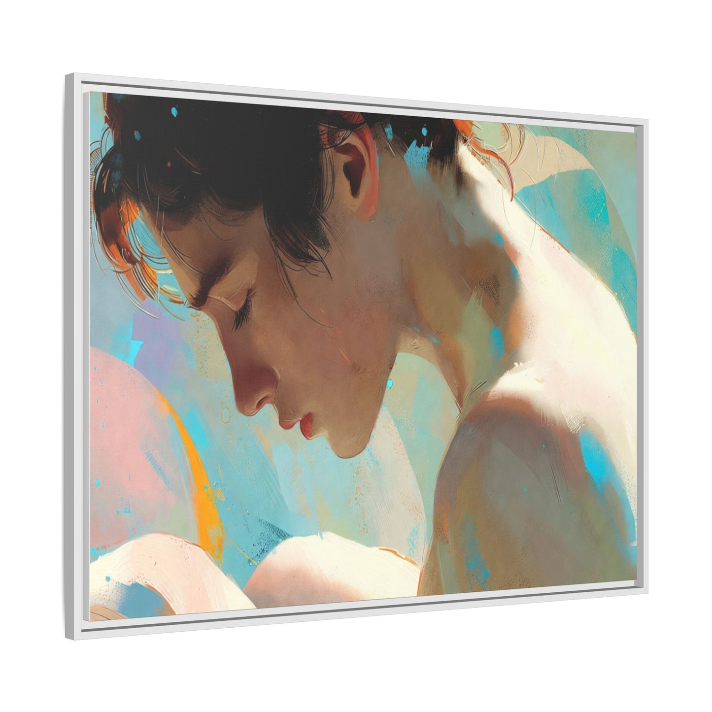 Framed Matte Canvas Print — Dreamy Portrait Art (Multi‑Color)