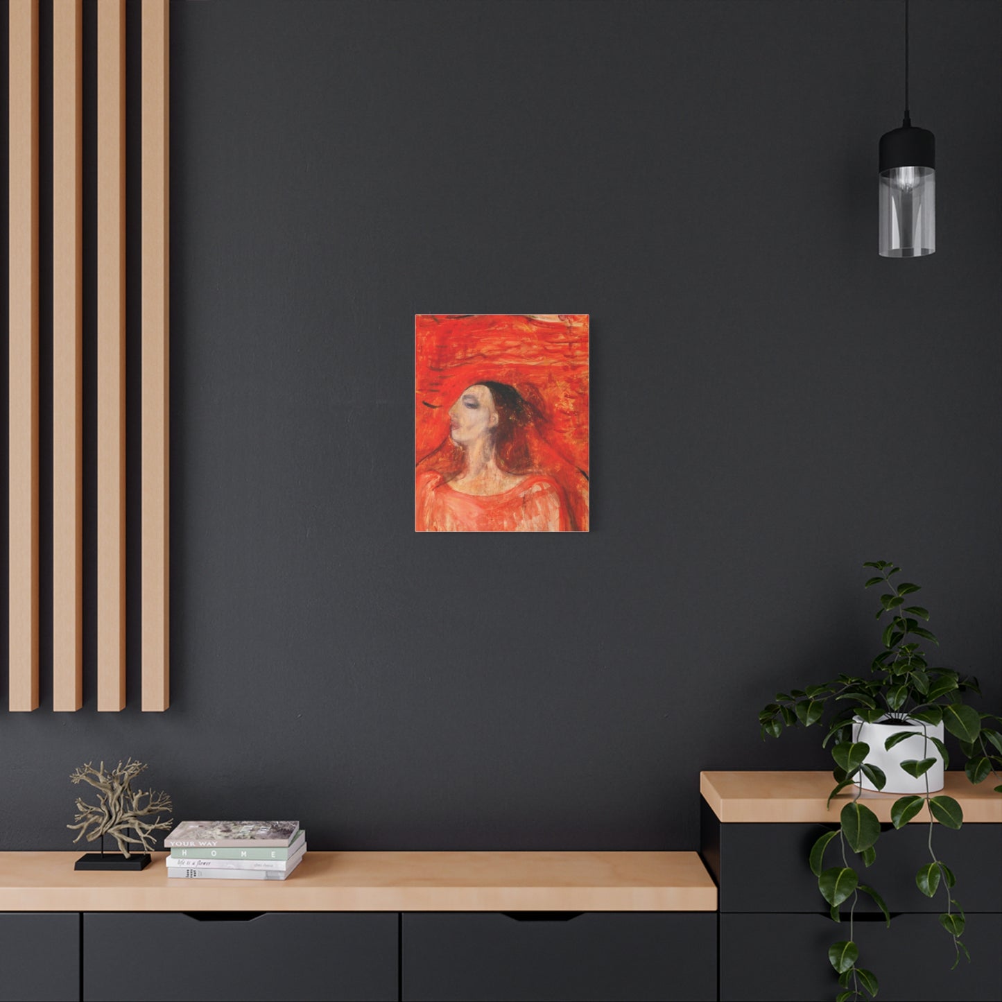 Woman's Head against a Red Background by Edvard Munch Matte Canvas Wall Art