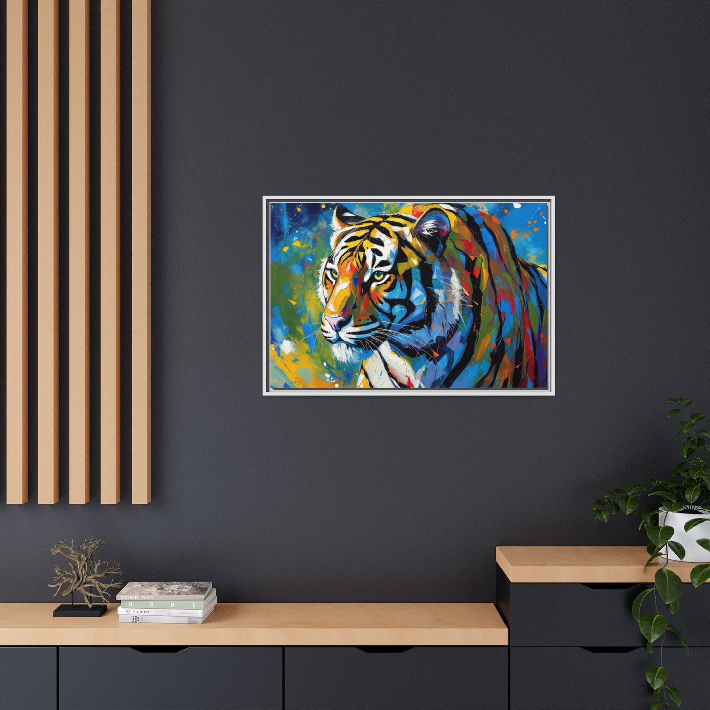 Colorful Tiger Matte Canvas Framed Art — Vibrant Wildlife Wall Decor