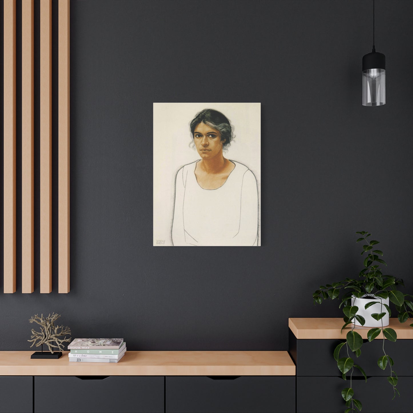 Portrait of a Woman by Winold Reiss Canvas Print – Matte Stretched Wall Art