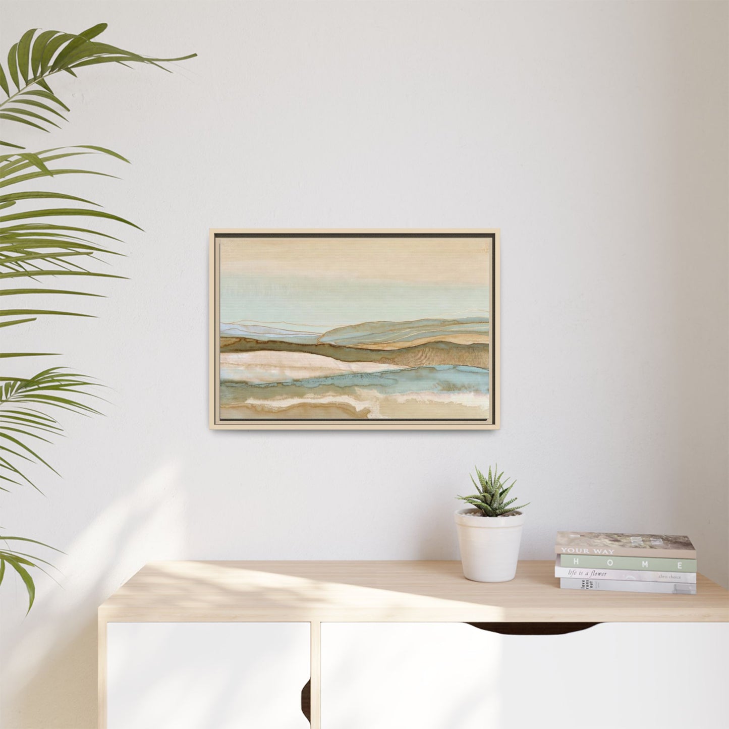 Framed Matte Canvas Coastal Abstract Landscape Wall Art