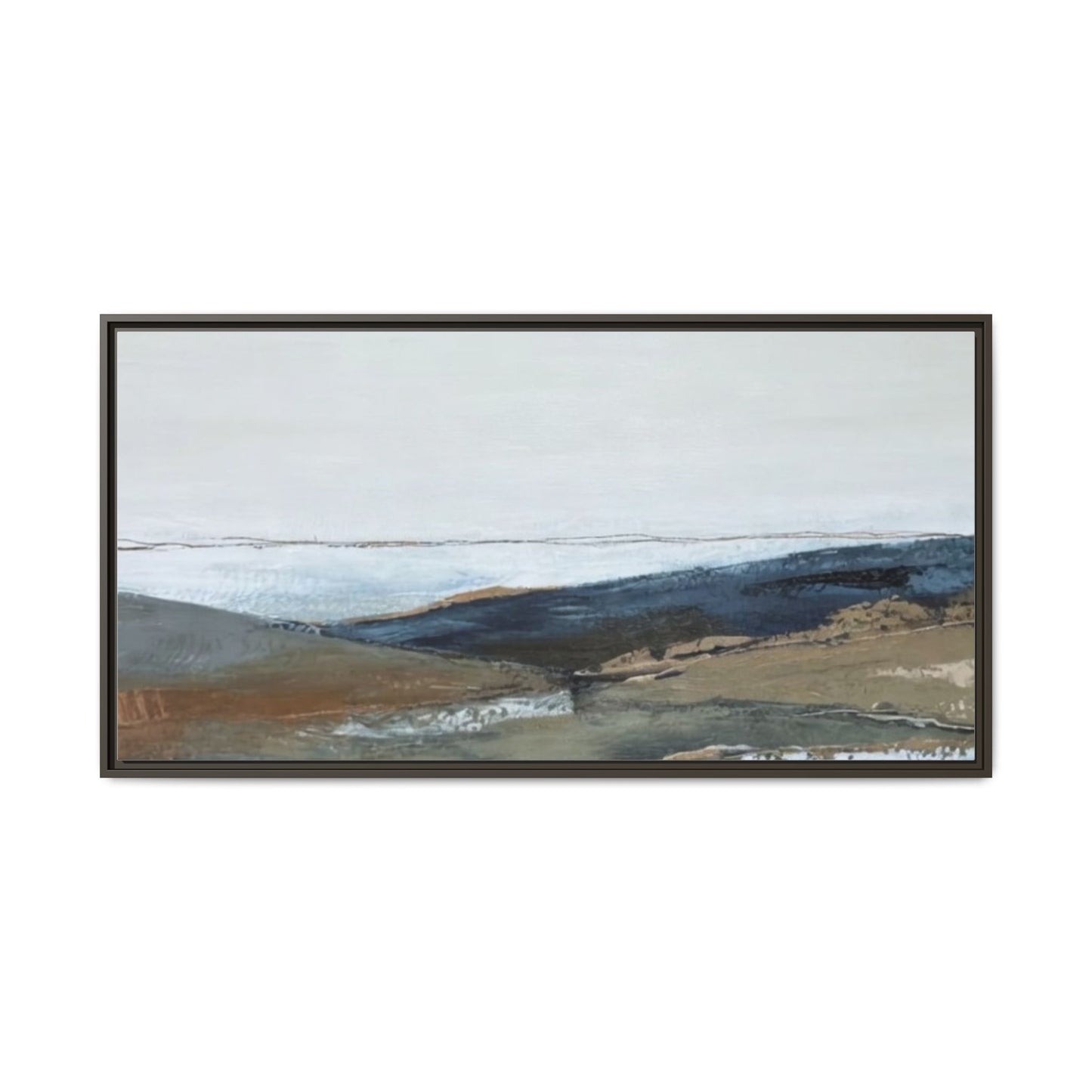 Framed Matte Canvas Wall Art — Serene Coastal Abstract Landscape