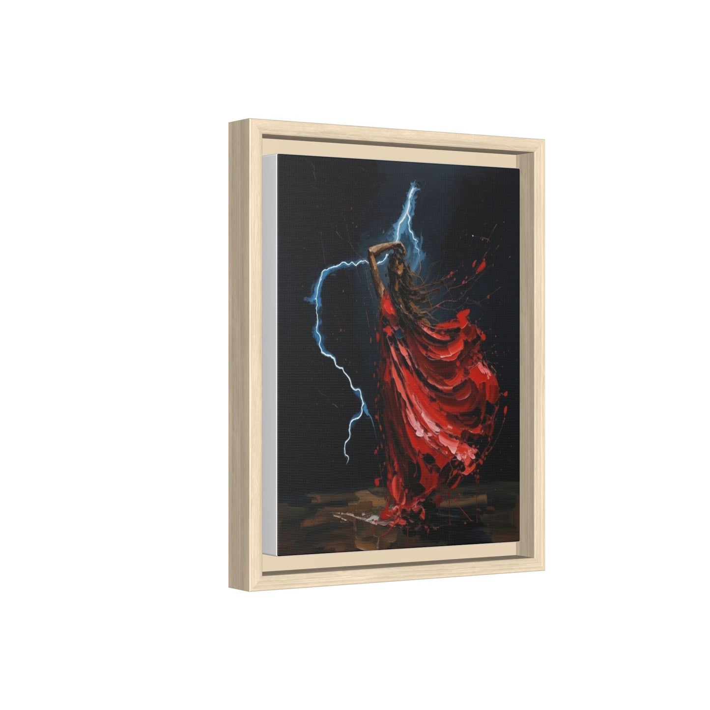 Framed Matte Canvas Print — Red Dancer Lightning Art