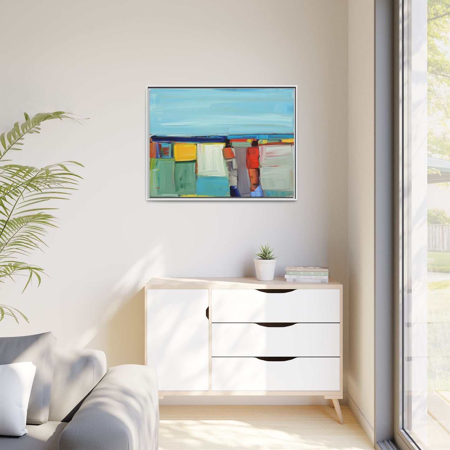 Abstract Coastal Blocks Matte Canvas Print (Framed)