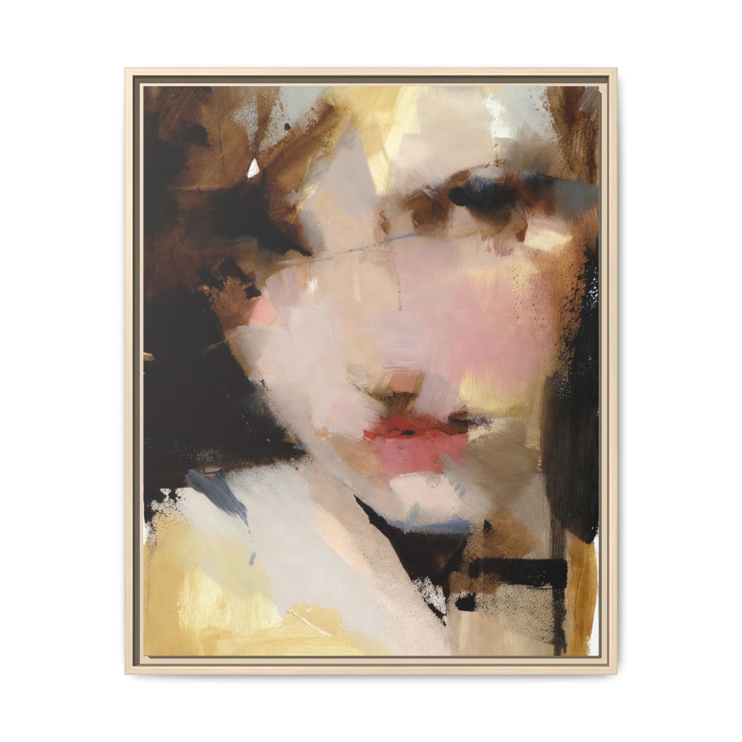 Abstract Portrait Matte Canvas Framed Print — Modern Feminine Wall Art