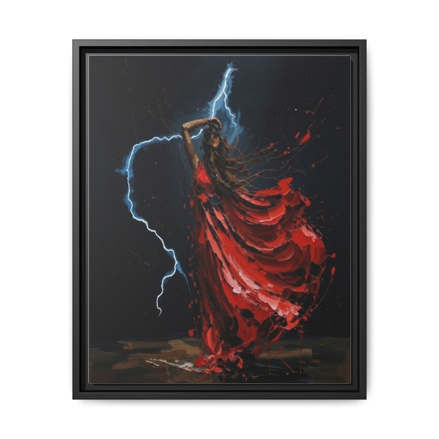 Framed Matte Canvas Print — Red Dancer Lightning Art