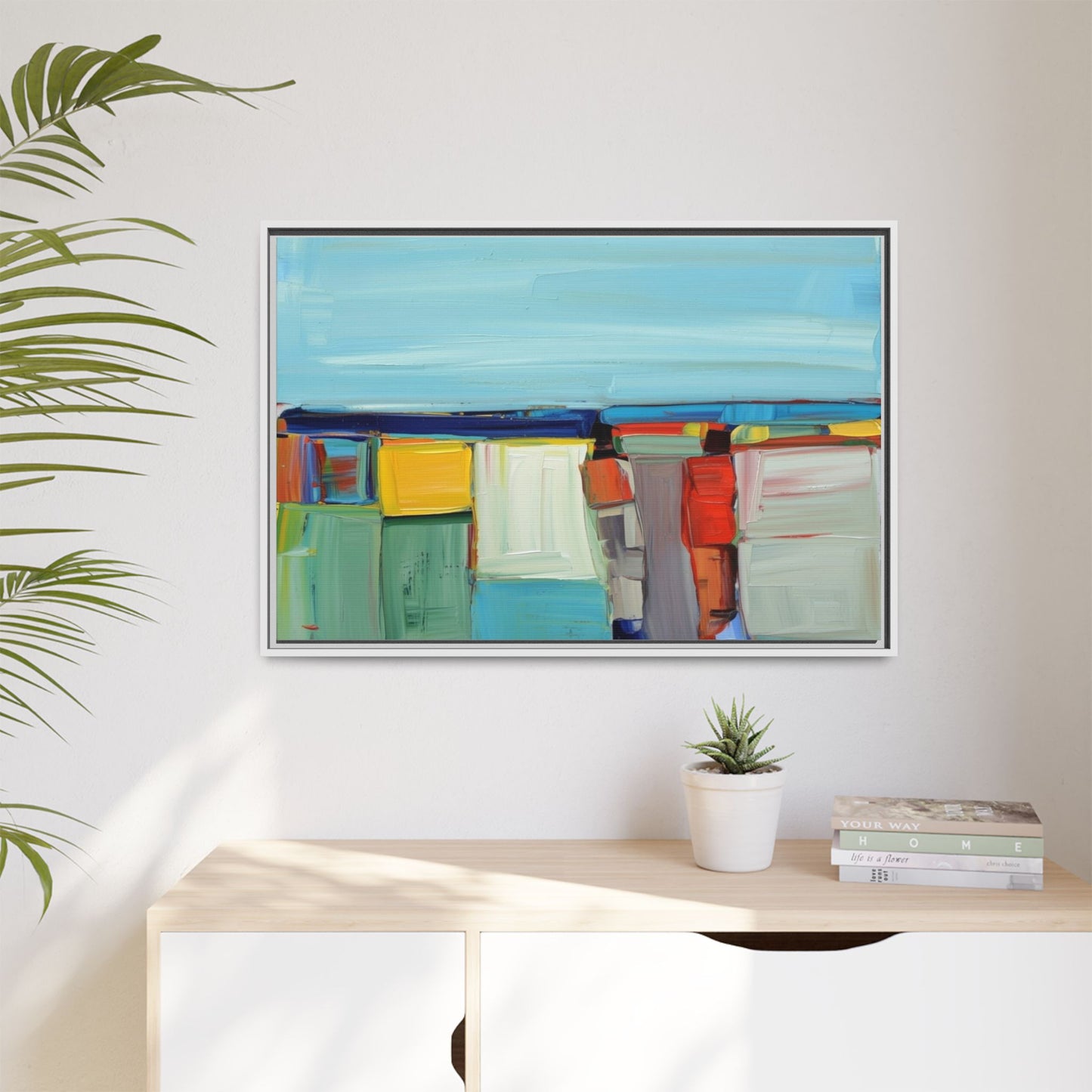 Abstract Coastal Blocks Matte Canvas Print (Framed)