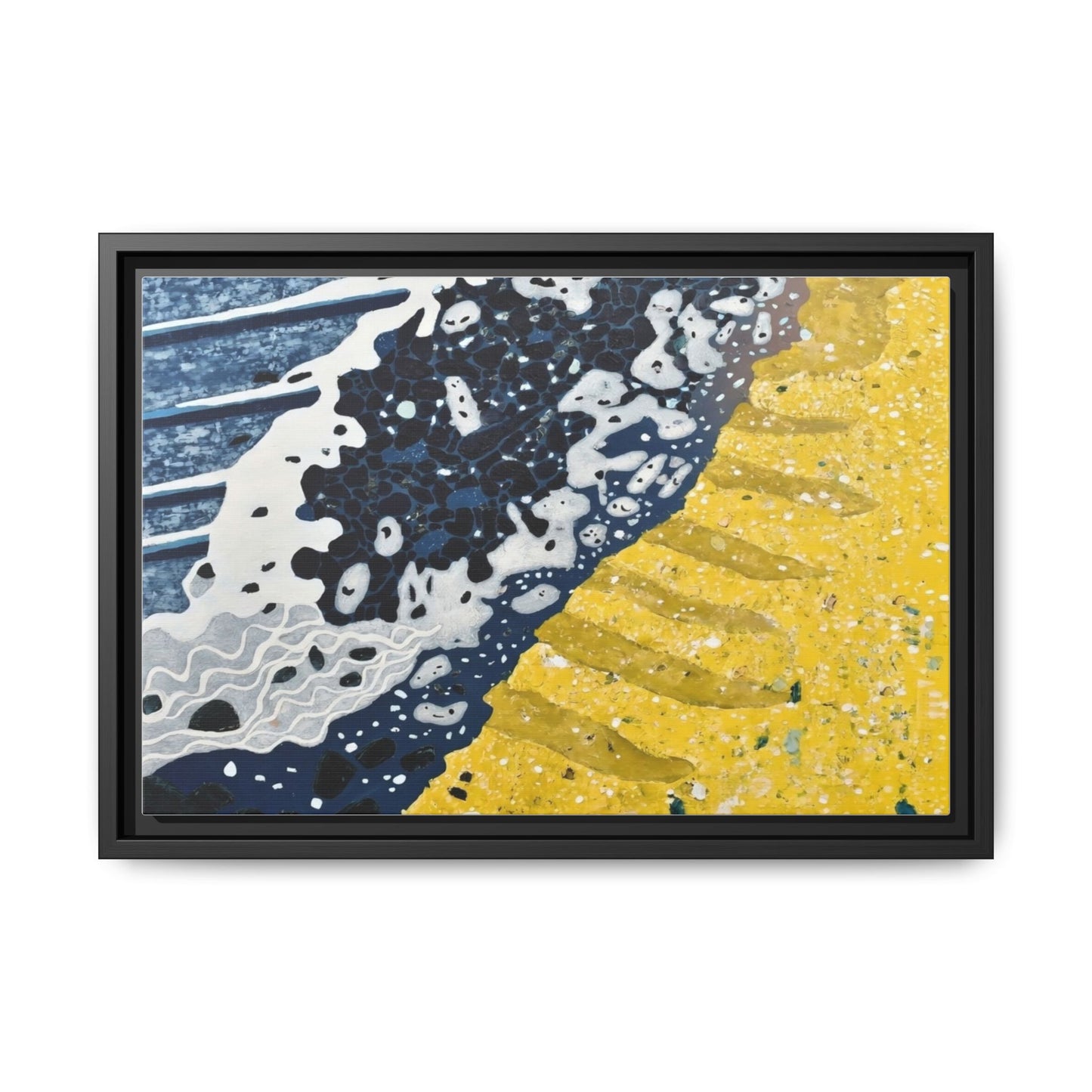 Framed Abstract Ocean & Sand Matte Canvas Print