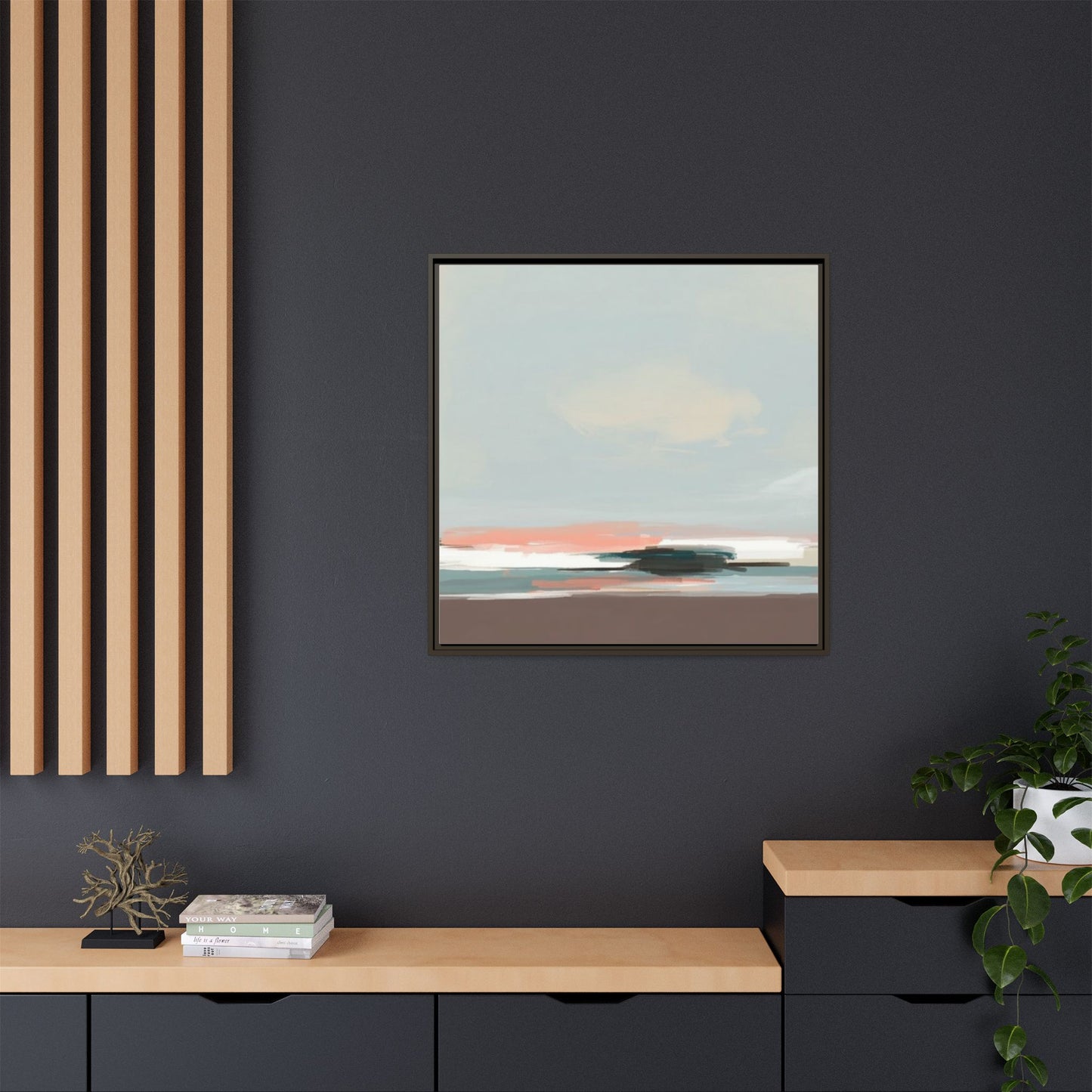 Framed Matte Canvas Print — Soft Coastal Abstract Landscape