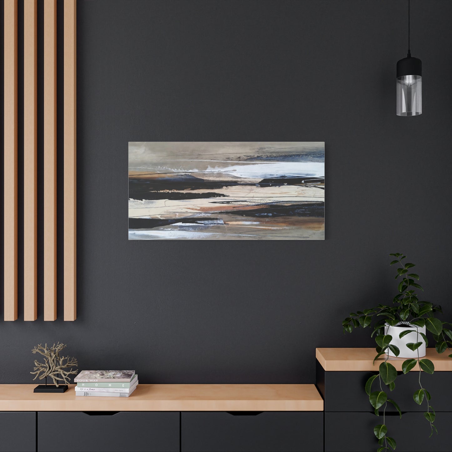 Abstract Coastal Landscape Canvas — Neutral Tones Matte Stretched Wall Art