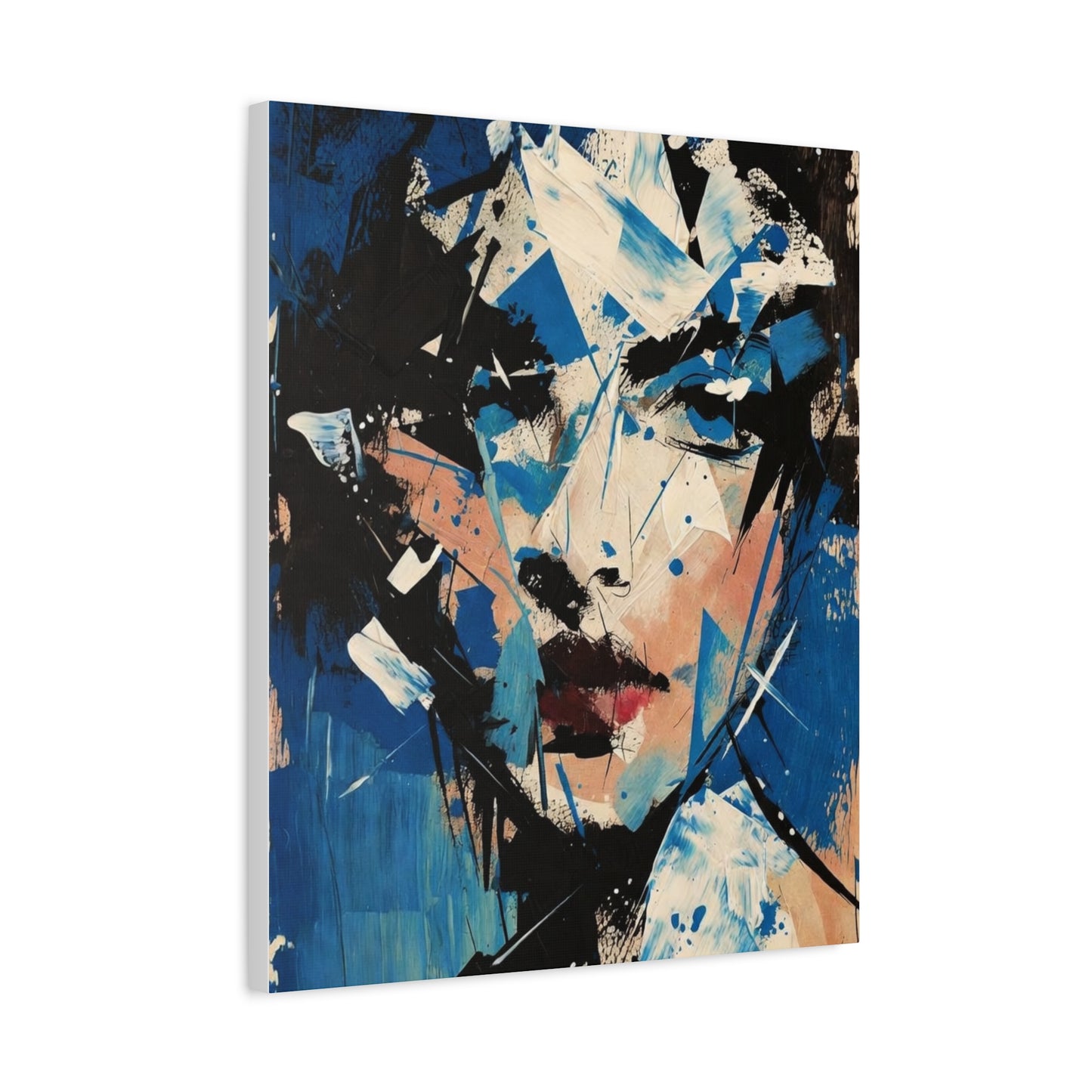 Abstract Blue Portrait Canvas Print — Modern Stretched Wall Art