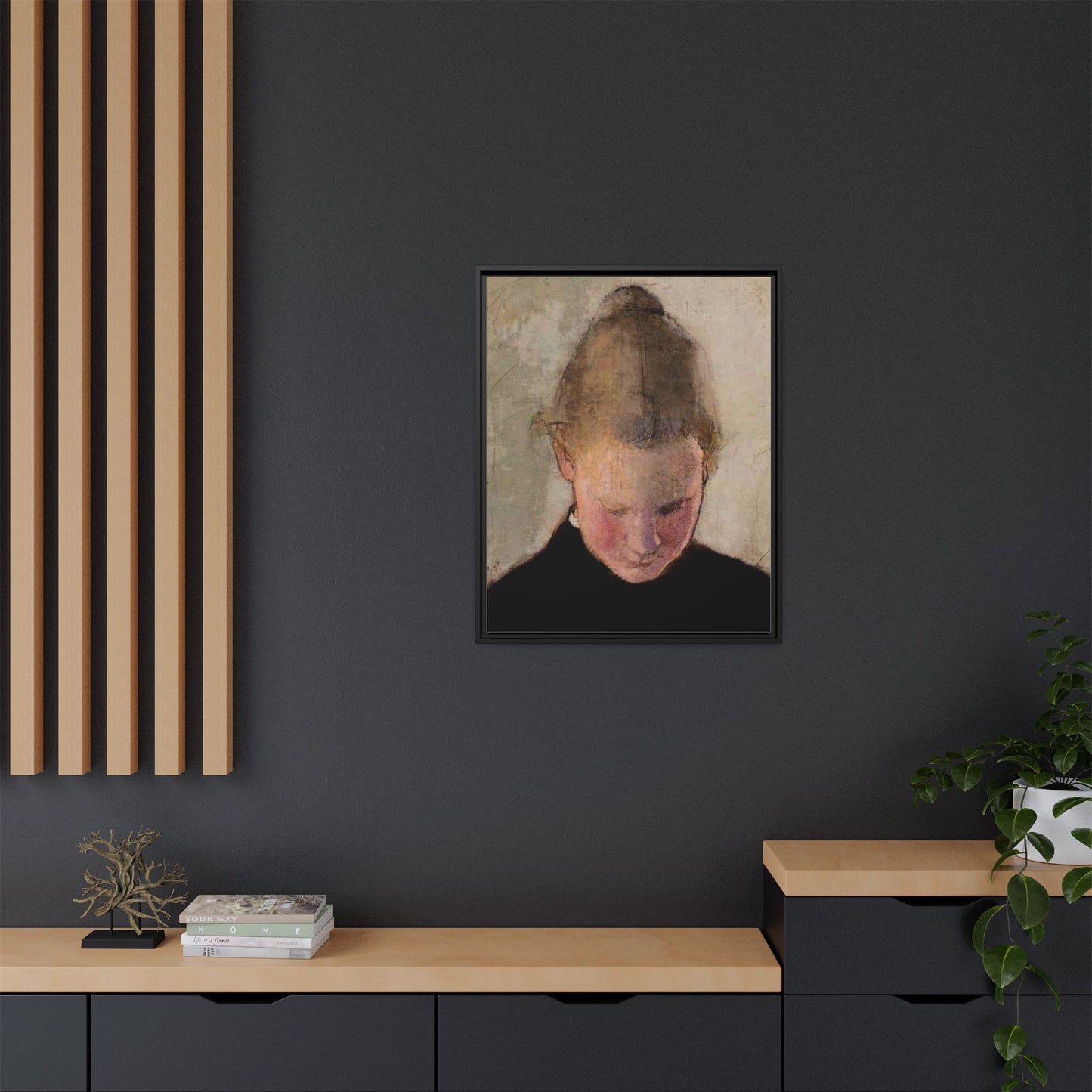 Lukeva tytto by Helena Schjerfbeck Framed Matte Canvas Art Print